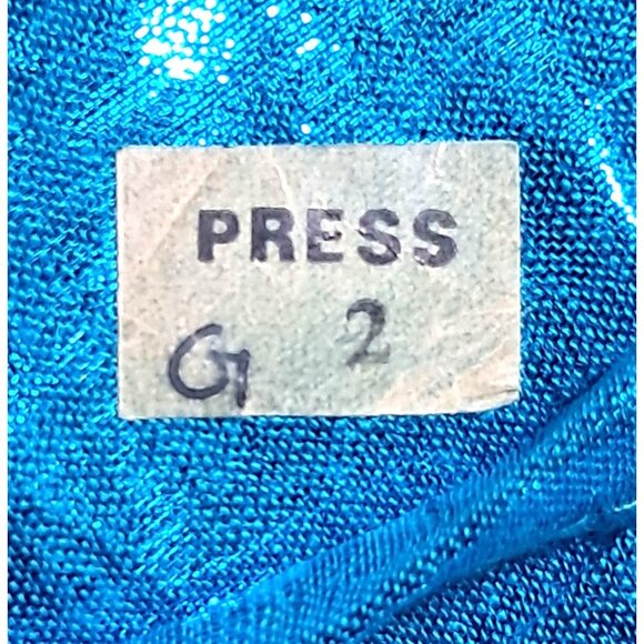 Vintage Blue Top Womens Size 3 Metallic Button Up Short Sleeve Shirt by Nina NOS - Picture 6 of 14